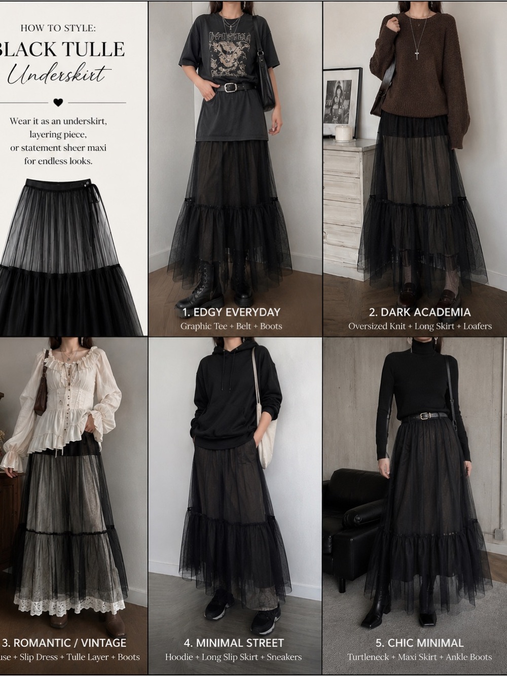 Black Sheer Tulle Maxi Underskirt / Layering Skirt XS-S